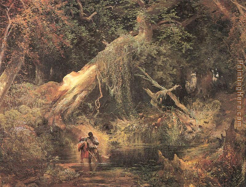 Slaves Escaping Through the Swamp painting - Thomas Moran Slaves Escaping Through the Swamp art painting